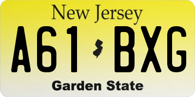 NJ license plate A61BXG