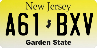 NJ license plate A61BXV