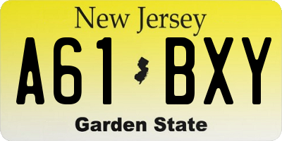 NJ license plate A61BXY