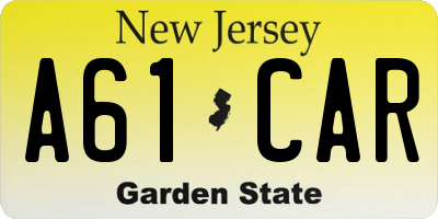 NJ license plate A61CAR