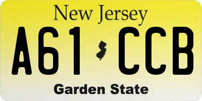 NJ license plate A61CCB