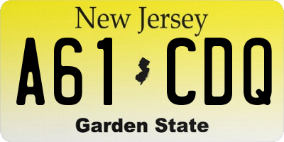 NJ license plate A61CDQ