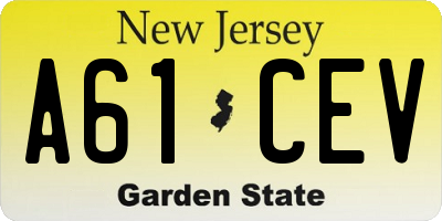 NJ license plate A61CEV