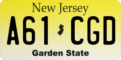 NJ license plate A61CGD