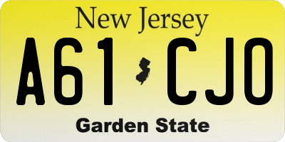 NJ license plate A61CJO