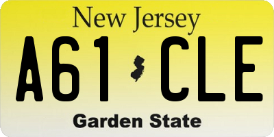 NJ license plate A61CLE