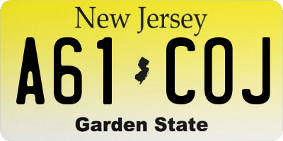 NJ license plate A61COJ