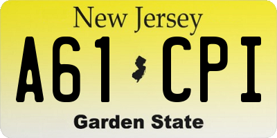 NJ license plate A61CPI