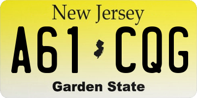 NJ license plate A61CQG