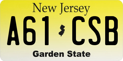 NJ license plate A61CSB