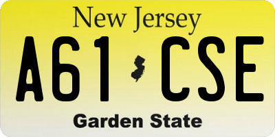 NJ license plate A61CSE