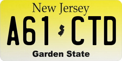 NJ license plate A61CTD