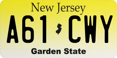 NJ license plate A61CWY