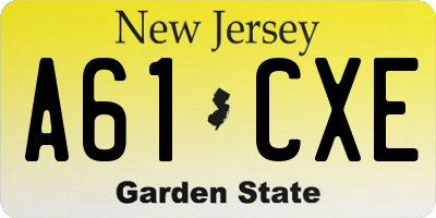 NJ license plate A61CXE