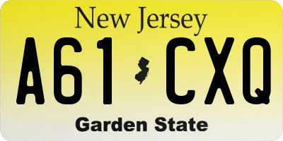 NJ license plate A61CXQ