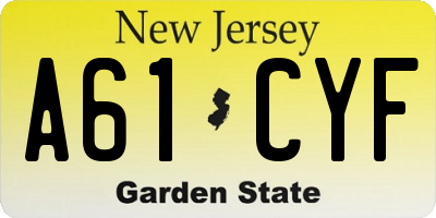 NJ license plate A61CYF