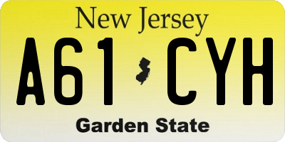 NJ license plate A61CYH
