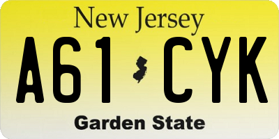 NJ license plate A61CYK