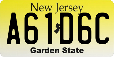 NJ license plate A61D6C