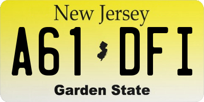 NJ license plate A61DFI