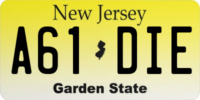 NJ license plate A61DIE