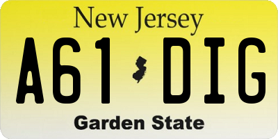 NJ license plate A61DIG