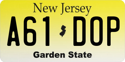 NJ license plate A61DOP