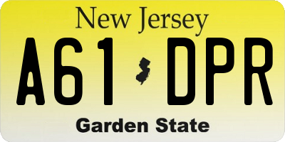 NJ license plate A61DPR