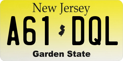NJ license plate A61DQL