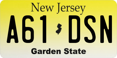 NJ license plate A61DSN