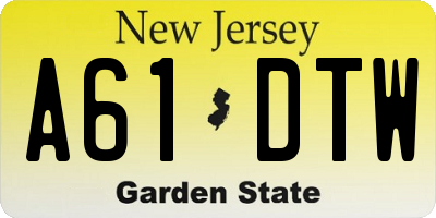 NJ license plate A61DTW