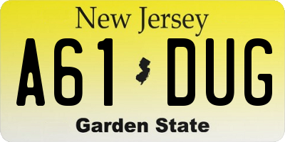 NJ license plate A61DUG
