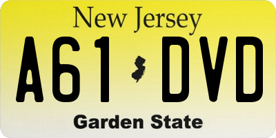 NJ license plate A61DVD