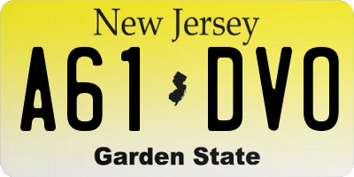 NJ license plate A61DVO