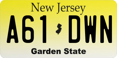 NJ license plate A61DWN