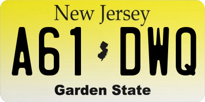 NJ license plate A61DWQ
