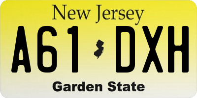 NJ license plate A61DXH