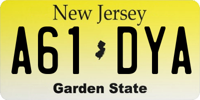 NJ license plate A61DYA