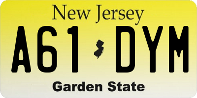 NJ license plate A61DYM