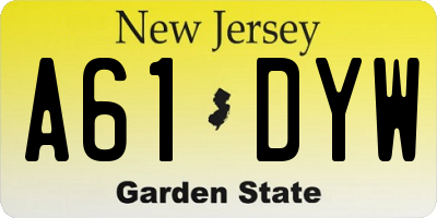 NJ license plate A61DYW