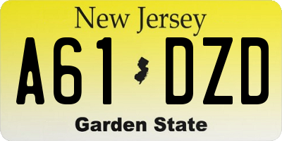 NJ license plate A61DZD