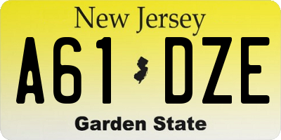 NJ license plate A61DZE