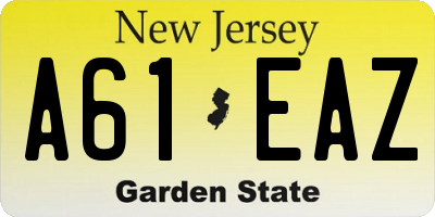 NJ license plate A61EAZ
