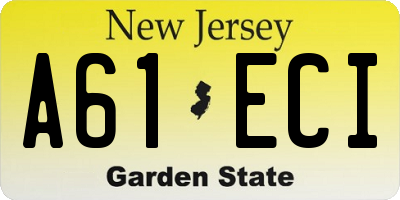 NJ license plate A61ECI