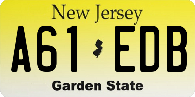NJ license plate A61EDB