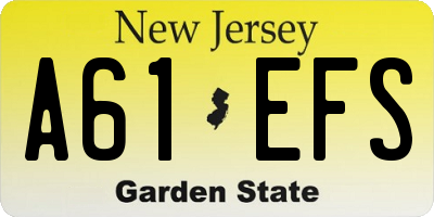 NJ license plate A61EFS