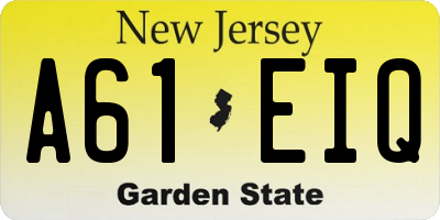NJ license plate A61EIQ