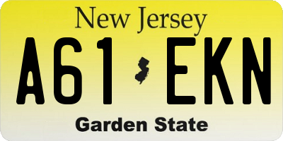 NJ license plate A61EKN
