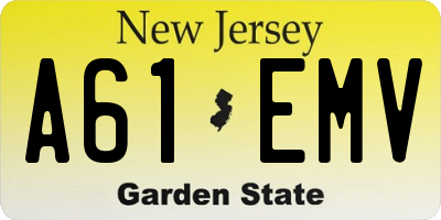 NJ license plate A61EMV
