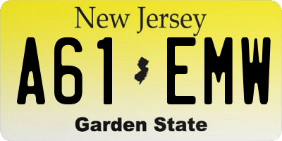 NJ license plate A61EMW
